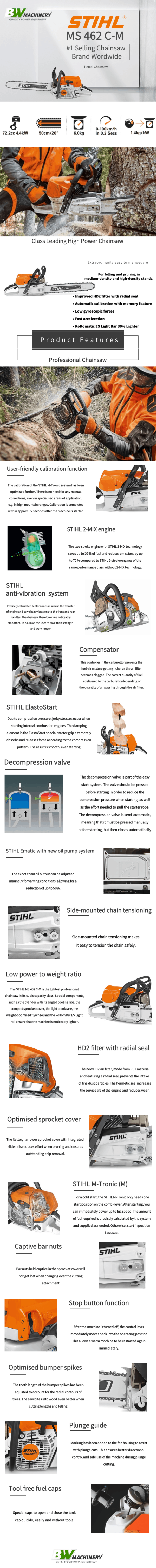 STIHL MS 462 C-M “lightweight” Chainsaw "72.2cc Engine, 20" Bar, 6Kg" - Image 2